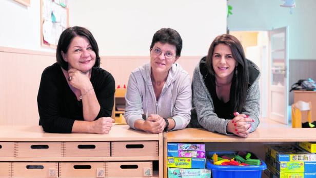 Andrea Venus, Gerti Göbl und Viktoria Essoly (v. li.) übernahmen einen Ex-„Alt-Wien“-Kindergarten.