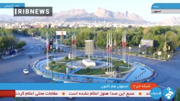 Bildausschnitt aus dem iranischen Staatsfernsehen: Es die Stadt Isfahan am Morgen des 19. April.