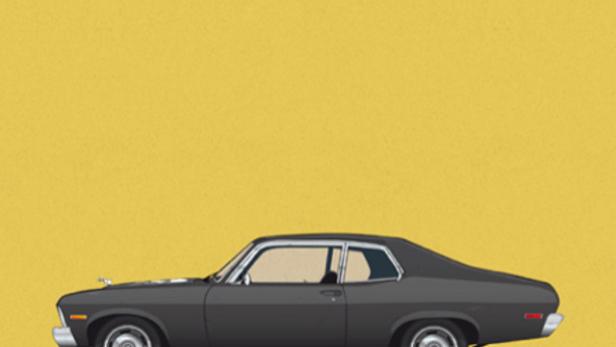 Das Filmplakat für Quentin Tarantinos „Death Proof“ mit einem schwarzen Chevrolet Nova von 1971.