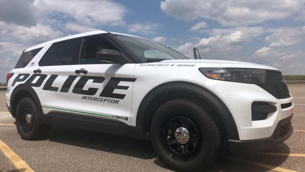 FILE PHOTO: A 2020 Ford Explorer hybrid police vehicle in Dearborn Michigan