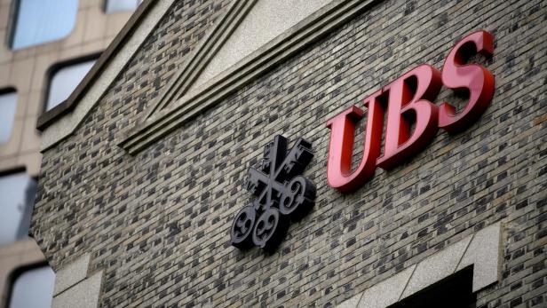 FILE PHOTO: The logo of Swiss bank UBS is seen at the bank's branch in Shanghai