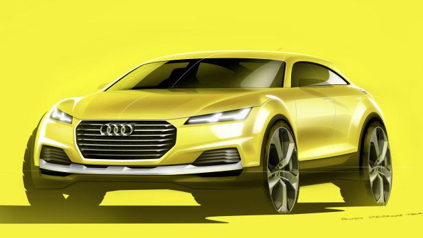 Ein gelber Audi TT vor einem gelben Hintergrund.