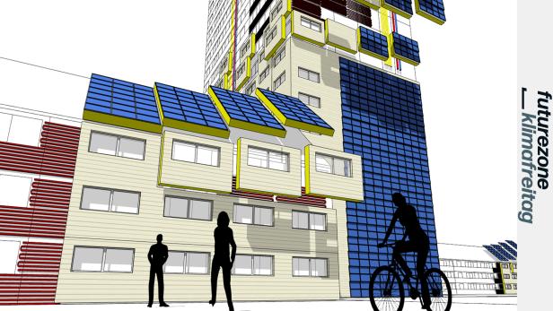 Beim Projekt RENVELOPE werden Bestandsgebäude mit einer modularen Hülle versehen, die Heizung, Lüftung, Energieerzeugung und mehr abdeckt