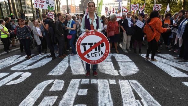 Anti-CETA-Demo in Brüssel.