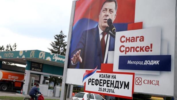 Milorad Dodik auf einem Wahlplakat