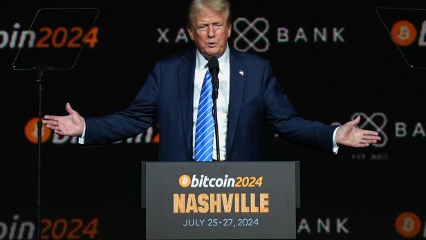 Republican presidential nominee Donald Trump attends the crypto conference in Nashville