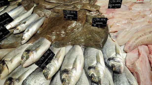 Frische Fische in einem Brüssel Supermarkt.