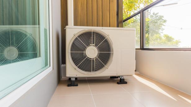 Air condition outdoor unit compressor install outside the house
