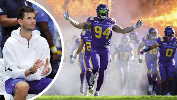 Football-Fan Dominic Thiem feuert die Vienna Vikings an