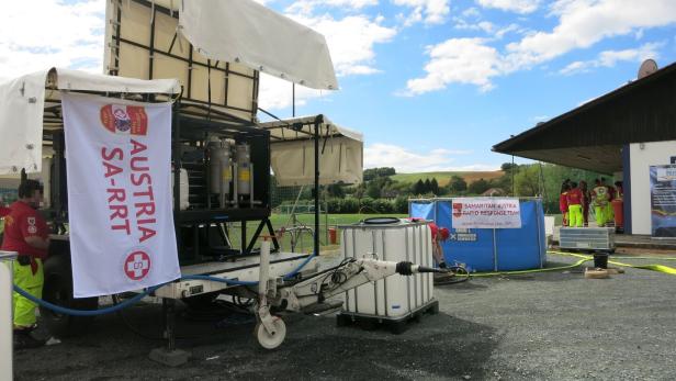 Die mobile Trinkwasseraufbereitungsstation des Samariterbundes.