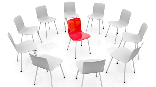 Red Different Chair, Leadership Concept, Minimal Design