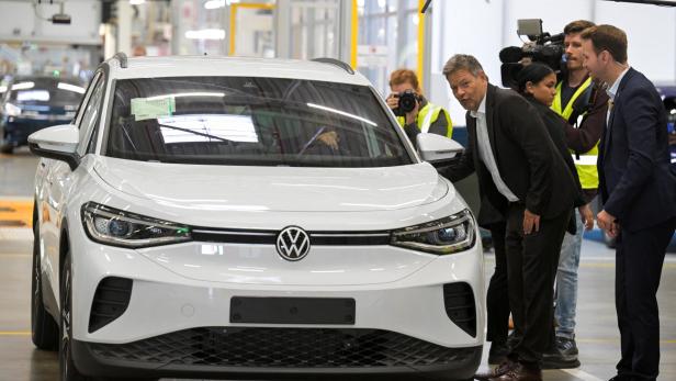 German Economy Minister Robert Habeck visits a Volkswagen plant in Emden