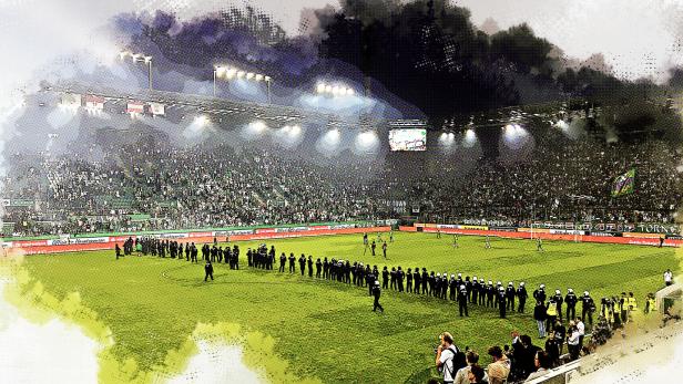 Die Polizei musste nach dem Spiel im Allianz Stadion einschreiten