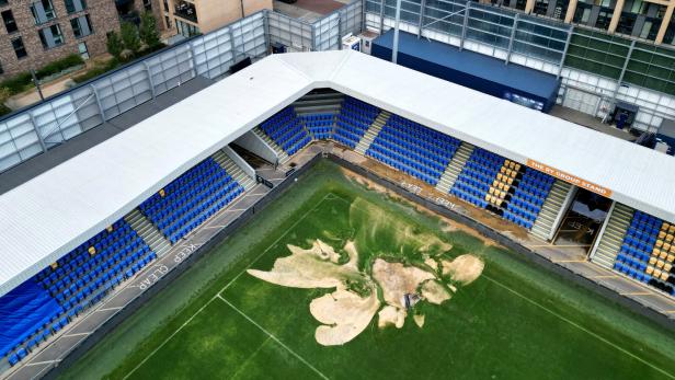 Das beschädigte Stadion von AFC Wimbledon