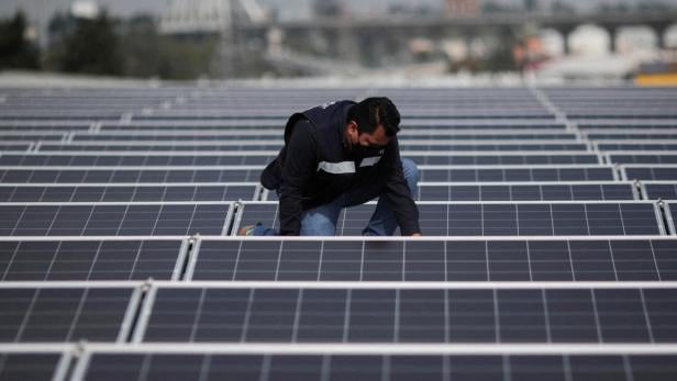 FILE PHOTO: Solar panels in Mexico state