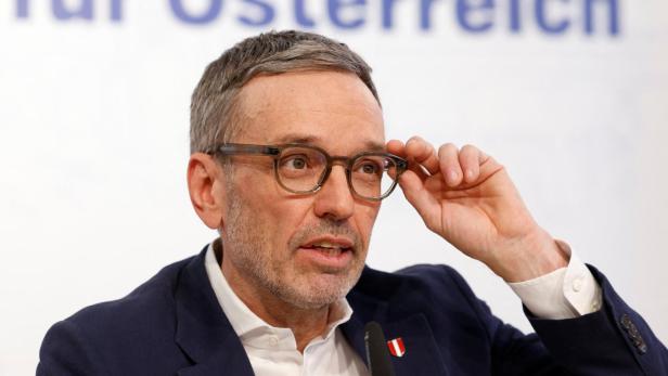 Head of Austria's Freedom Party Herbert Kickl holds a press conference in Vienna