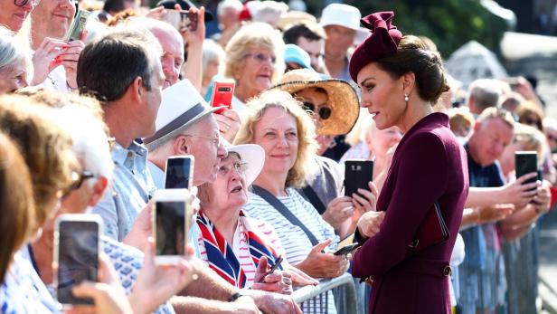 Britain's Prince William and Princess Catherine visit Wales, on the first anniversary of Queen Elizabeth's death