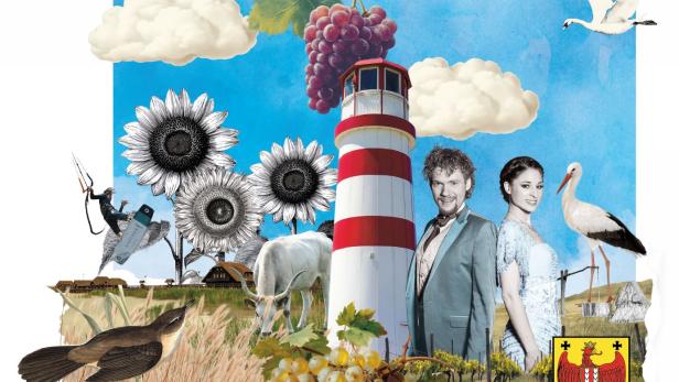 Kitersurfer, Weiden, Pannonische Landschaft, der Leuchtturm von Podersdorf, Wein und Thommy Ten und Amelie van Tass