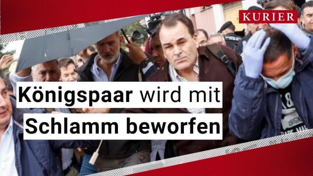 Wut in Flutregion: Einwohner bewarfen spanischen König Felipe mit Schlamm