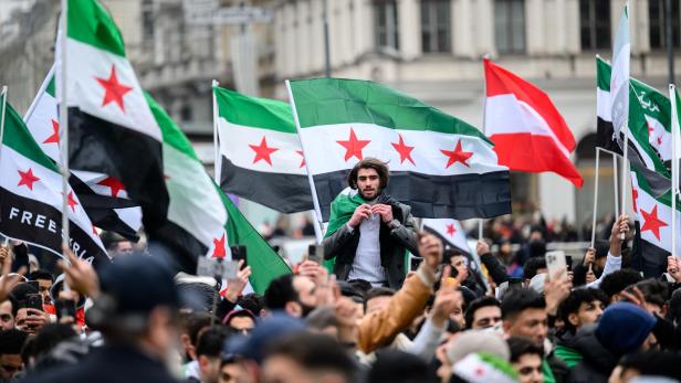 Demonstration in Wien nach Assads Sturz