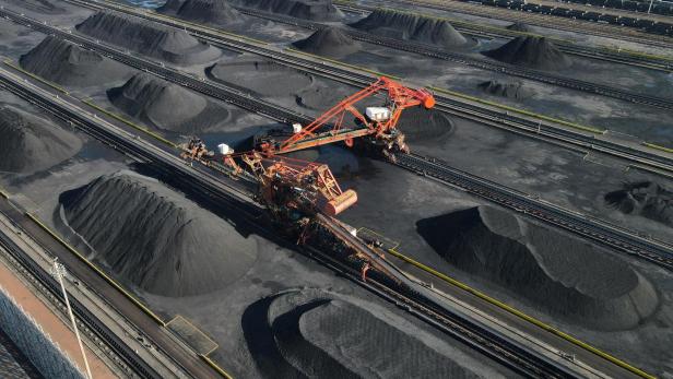 FILE PHOTO: An aerial view of the machinery at the coal terminal of Huanghua port