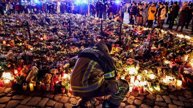 Tributes at the site of the Magdeburg Christmas market ramming attack