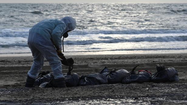 Volunteers battle to clear spilled oil on Russia's Black Sea coast