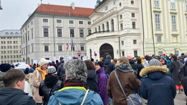 Demo am Ballhausplatz gegen Kickl: "Van der Bellen, schmeiß ihn raus"