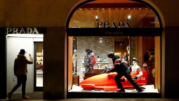 FILE PHOTO: A bobsleigh is used as decoration at a Prada store in St. Moritz