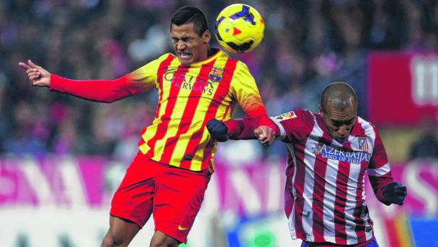 Barcelona's Sanchez and Atletico Madrid's Miranda