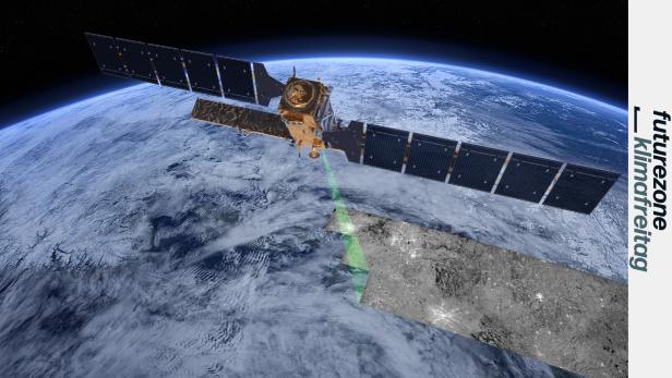 Satellit mit Blick auf die Erde. 