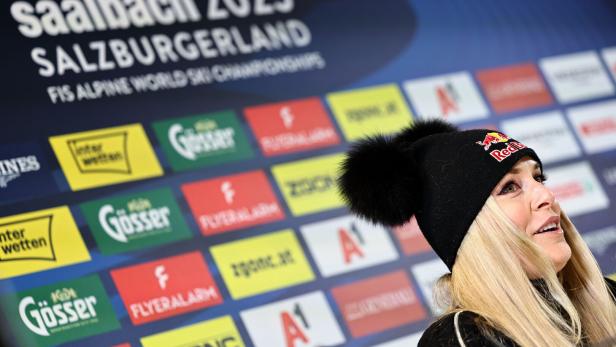 Alle wollen vom Auftritt der Stars profitieren: US-Amerikanerin Lindsey Vonn bei einer Pressekonferenz vor Beginn der Ski-WM 
