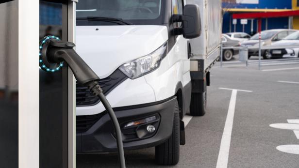 Electric truck with charging station. Concept.