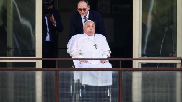 Pope Francis' first public appearance in five weeks on the day of his discharge from Gemelli Hospital, in Rome