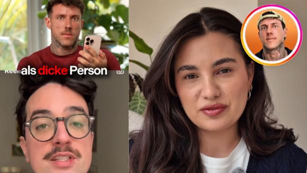 Christian Wolf kritisiert Wiener Influencer: Dariadaria ergreift Partei Collage von zwei männlichen Personen und einer weiblichen Influencerin, die in die Kamera sprechen