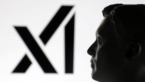 Illustration shows 3D-printed miniature model of Elon Musk and xAI logo Illustration shows 3D-printed miniature model of Elon Musk and xAI logo