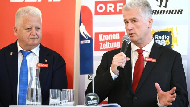 PK ÖSTERREICHISCHER EISHOCKEYVERBAND ANL. WM 2025: HARTMANN / BADER Klaus Hartmann und Roger Bader