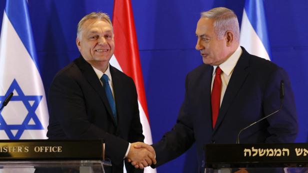FILES-HUNGARY-ISRAEL-PALESTINIAN-CONFLICT-COURT-ICC Ungarns Premier Viktor Orban und Israels Regierungschef Benjamin Netanjahu (Bild von 2018)