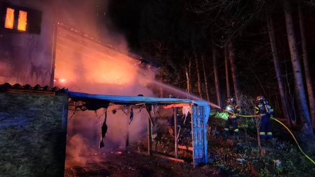 46-214298790 Als die Feuerwehren eintrafen, hatte das Feuer bereits auf das gesamte Haus übergegriffen