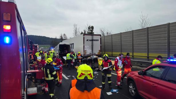 ++ HANDOUT ++ NIEDERÖSTERREICH: VIER TOTE BEI KOLLISION VON KLEINBUS UND LKW AUF A2