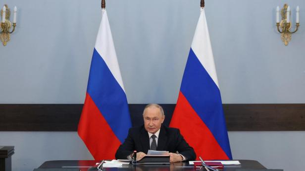 Russian President Putin chairs a meeting on the development of Russian Navy in Saint Petersburg