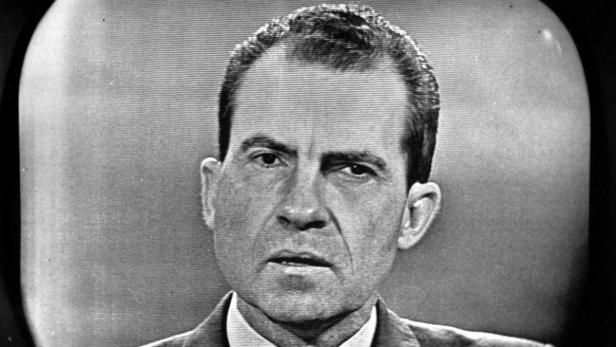 TV STATIONFILE--Vice President Richard Nixon is shown on a television screen at a Chicago television station as he debates with Sen. John Kennedy, Sept. 26,1960. When Vice President Al Gore and Texas Gov. George W. Bush face each other for 90 televised mi