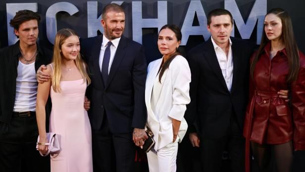 Die Familie Beckham bei der Premiere der Beckham-Dokumentation in London.