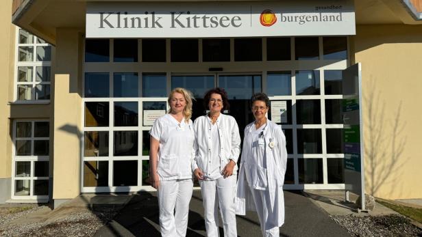 Anna Labašová, Anna Kettner, ärztliche Direktorin der Klinik Kittsee und Leiterin der Abteilung für Anästhesiologie und Intensivmedizin mit der ersten Oberärztin der Abteilung für Anästhesiologie und Intensivmedizin, Gamila Elrifaie (v.li.).