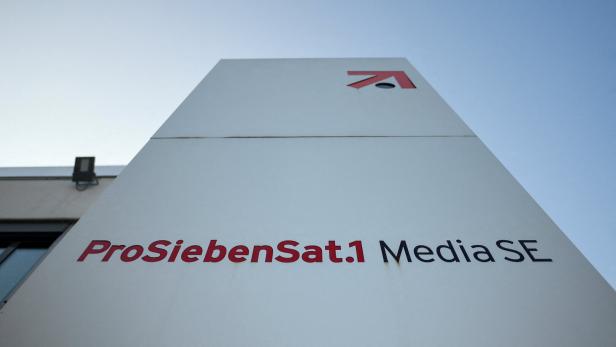 FILE PHOTO: The logo of German media company ProSiebenSat.1 is seen in front of the headquarters in Unterfoehring