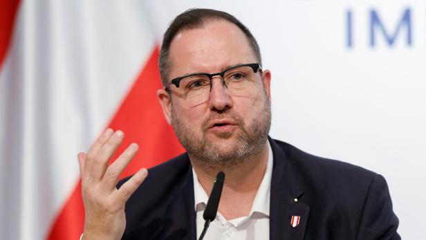 Freedom Party Secretary-General Christian Hafenecker attends a press conference in Vienna