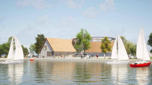 Ein Rendering des KUZ Neusiedl vor Beginn der Detailplanung.