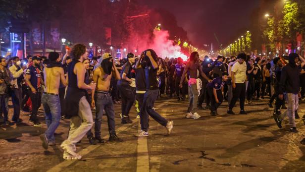 PSG fans celebrate UEFA Champions League win Paris