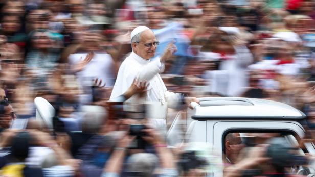 Pope Leo XIV holds his first general audience in St. Peter's Square, at the Vatican