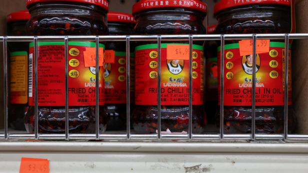 Fried chili oil for sale at Sun Vin Grocery in Chinatown in New York